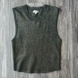 A.L.C. Mariam Black mock Neck turtleneck Sweater with Metallic Sheen